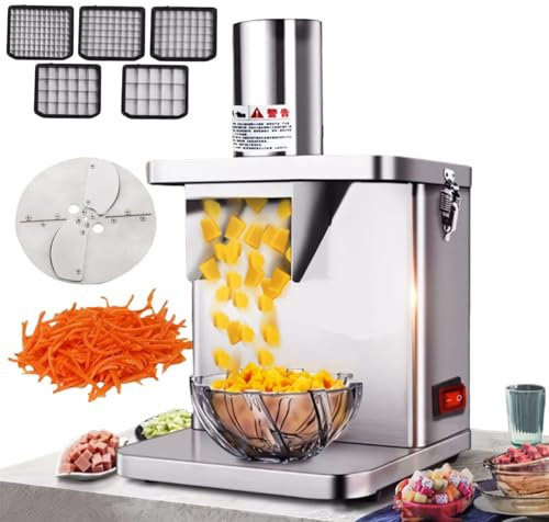 Máquina para cortar en cubitos, procesador de alimentos y picadora con 5 cuchillas para cortar en cubitos, tres funciones para cortar en cubitos, rebanar y cortar papas fritas.,Style2