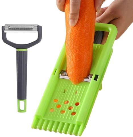 Pelador de verduras – Pelador y rallador de queso Kit – Mango ergonómico de acero inoxidable – Utensilios de pelado de cocina para calabacines, pepinos, ajos, frutas