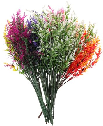 Toyvian 12pcs Artificial Lavender Picks Faux Flowers for Seasonal Centerpieces Indoor Decor Office Use Fade-Resistant Plastic Plants Purple Yellow Pink White Orange