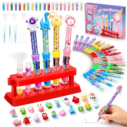 Bridokit Fabrique a Stylo avec 70+ PCS, Kit de Fabrication de Stylos Artisanaux pour Enfants, 20 Kits de Stylos à Bille Rétractables Personnalisés, Cadeau Fille 5 6 7 8 9 10 Ans