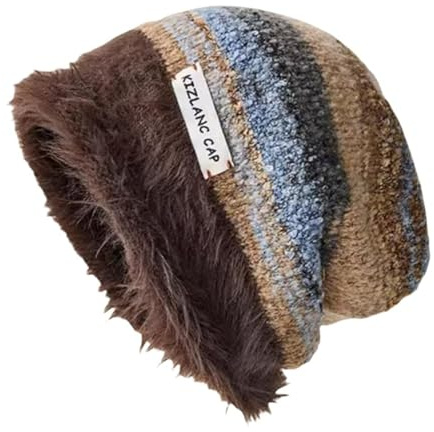 Ianulus slouchy beanie mössa för kvinnor män vinter, stickad slouchy tjock skalle mössa, överdimensionerad lång slouch beanie mössa för stora huvuden på hösten och vintern, Mörkbrun, M