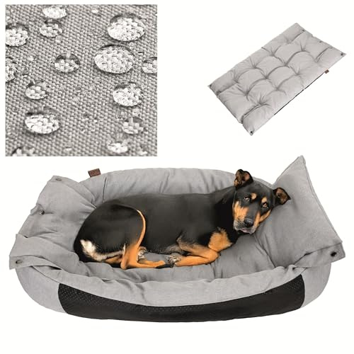 PillowPrim Hundebett & Hundematratze in einem - Hundesofa für mittelgroße und große Hunde - leicht zu reinigen - Bequemes Haustierbett - Hundekissen - XL 94x69 cm - Aschgrau