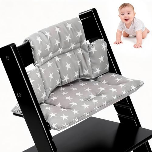 Hochstuhl Sitzkissen für Tripp Trapp, Rutschfest Hochstuhl Sitzkissen Set, Abnehmbar Weiches Sitzkissens für Säuglinge, Auflage Bezug Ersatzkissen für Kinderhochstuhl (Grau)