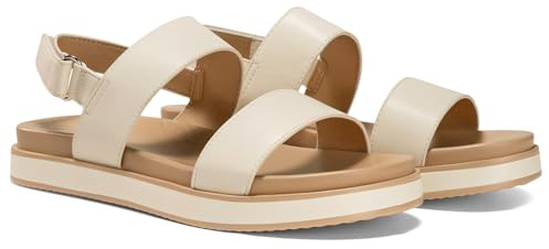 Coutgo Womens Flat Sandals Comfortable Arch Support Adjustable Double Strap Lightweight Summer Sandals, Beige, Size 7