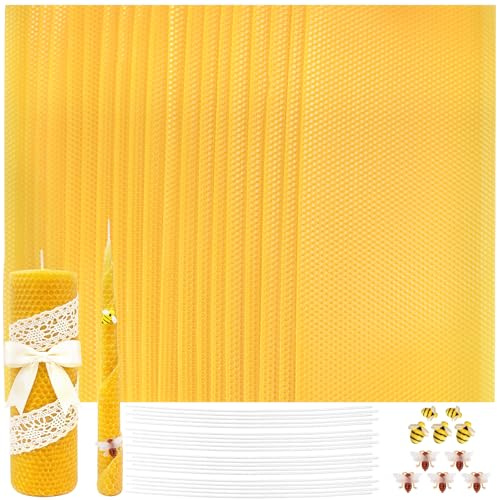 PQHIQ Beeswax Candle Making Kit for Kids - 100% Pure Bees Wax (20 Beeswax Sheets) Natural Candle Making Kit DIY Gift for Beginner