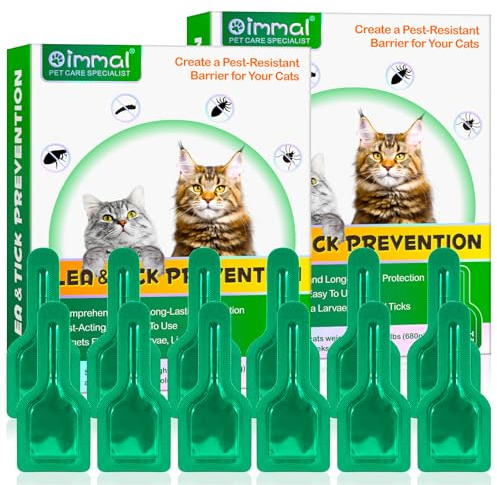 Fllea y garrapatas para gatos y gatitos, gotas naturales para desparasitar gatos, 2 x 6 pipetas Fllea y garrapatas, fórmula segura de extracto de hierbas para una defensa suave y eficaz, acción rápida