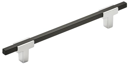 Amerock | Cabinet Pull | Polished Chrome/Brushed Matte Black | 6-5/16 inch (160 mm) Center to Center | Urbanite | 1 Pack | Drawer Pull | Drawer Handle | Cabinet Hardware