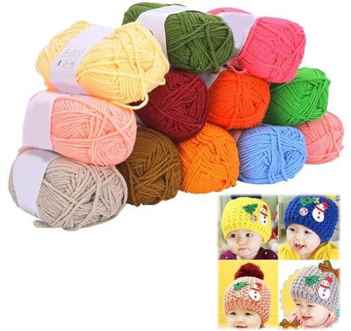 12 Colour Milk Cotton Crochet Yarn Pack, Soft Handcraft Knitting Wool | Safe Knitting Thread Hypoallergenic Soft Cotton Knitting Thread, Colorfast 12 Shades For Scarf Sweater Hat Making