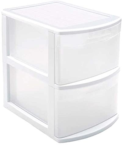 Acan Tradineur – Cajonera Tamesis Multiusos de 2 cajones – Sin Ruedas – Fabricado en plástico – 40 x 28,5 x 39 cm – Color Blanco