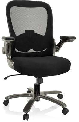 hjh OFFICE 691002 XXL Drehstuhl Instructor T I Bürostuhl geeignet für EIN Körpergewicht bis 220 kg, Schwerlast Stuhl, Stoff/Netz Schwarz