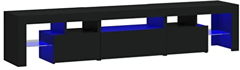 vidaXL TV Schrank mit LED-Leuchten Lowboard TV Möbel Tisch Board Sideboard Fernsehschrank Fernsehtisch HiFi-Schrank Schwarz 200x36,5x40cm