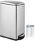 ‎SONGMICS Mülleimer Küche, 48 Liter, schmal, Abfalleimer, Tretmülleimer für Enge Räume, Küchenmülleimer mit Softclose-Deckel und Inneneimer, Edelstahl, 15 Müllbeutel inklusive, silbern LTB510E48