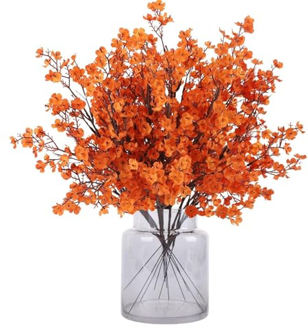 N&T NIETING Gypsophile Artificielles, 12Pièces Artificielles Fleurs, pour Bricolage, Mariage, Fête, Table, Arrangements Floraux et Décorations de La Maison(Couleur Orange)