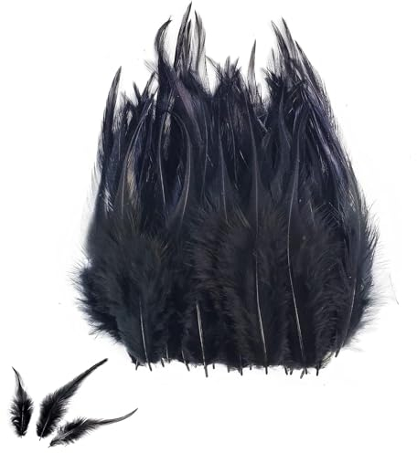 Koboko Federn zum Basteln, Federn Schwarz, 8-15cm Schwarz Deko Federn, Natürliche Bastelfedern für DIY Anhänger Ohrringe Traumfänger, für DIY Basteln Dekoration Ostern Weihnachten Dekofigur