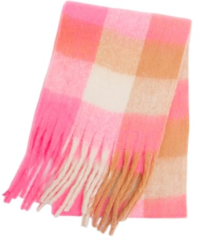 Bakicey Damen Schal Warm Dichter Bartfarbe Vier-Gitter-Schal Herbst Winter Verdickt Doppelseitig Kariert Frauen Halstuch Deckenschal Hals Scarf Poncho Cape