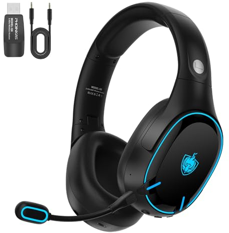 YOTMS Wireless Gaming Headset for PS4, PS5, PC, Switch, 2.4GHz USB Gaming Headphones with Microphone, Q6 Bluetooth 5.3 Over Ear Headphones for Laptop/Tablet, Low Latency, 30H Battery (Black)