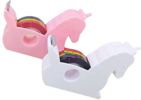 DIYEAH Dérouleur de Ruban pour Bureau et Activités Familiales Couleur Aléatoire Petit Coupe-ruban Pratique en Acier Inoxydable sans Bavure 2 Pièces Ruban Adhésif