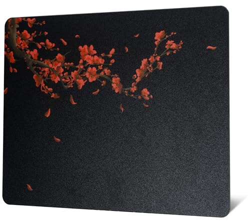 XVX Glas-Mauspad, Schwarze Pflaumenblüten, Harte Mauspads für Gaming, professionelles großes Mauspad, 410 mm x 310 mm, spezielle Glasoberfläche mit verbesserter Präzision und Geschwindigkeit