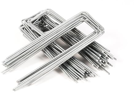 (100 Piezas) Grapas de Jardín en Forma de U - Galvanizado Piquetas de Acero - 250 mm de Largo, 70 mm de Ancho, Ø 4 mm - Grapas para Tela Antihierbas y Cesped Artificial