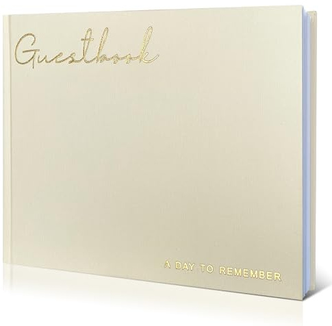 WeddingGiftsWedding Elegant Linen Wedding Guest Book | Polaroid Guest Book for Wedding Reception,Baby Shower,Bridal Shower - 100 Blank Pages for Sign in and Photos (B-Cream)
