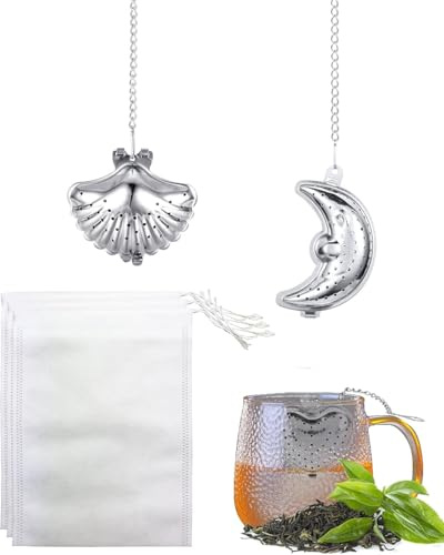 TOZBLEU Filtros para el té,2 Coladores De Té De Acero Inoxidable,Infusor Te,Filtro Te,Colador De Té,Colador De Té En con Cadena,Colador Te,Colador De Te,Viene con 50 bolsas de malla