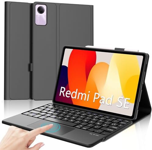IVEOPPE Clavier Xiaomi Redmi Pad SE 11, Clavier avec pavé Tactile, Clavier Touchpad AZERTY sans Fil Bluetooth Amovible pour Redmi Pad SE 11 Pouces 2023, Noir
