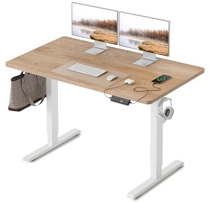 FEZIBO Bureau réglable en Hauteur Plateau Monobloc 100×60 cm