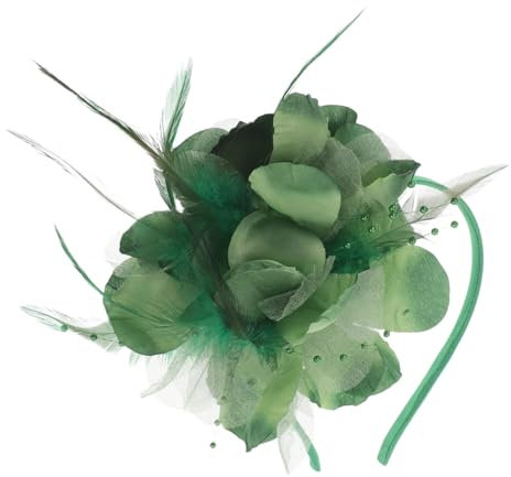 HAPINARY Grön Fjäder Fascinator Hårband för Kvinnor Handgjord Hållbar Huvudbonad för Bröllop Festival och Maskerad med Bekväm Lätt Design