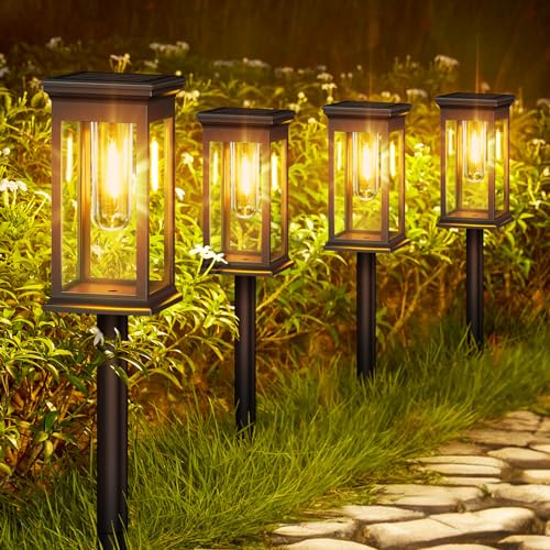 TuyLuxe 6 Stück Solarlampen für Außen Garten, Stilvoll Solarleuchten für Außen mit 3000K Warmweiß LED, Längere Arbeitzeit, Wasserdicht Solar Gartenleuchten für Rasen, Terrasse, Hof, Deko Geschenke