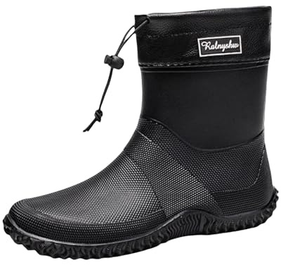 Generiska fashionabla regnstövlar för män och kvinnor, topp kort stång, halkfri sula plast, varma gummistövlar, platåskor män 46, svart, 38 EU