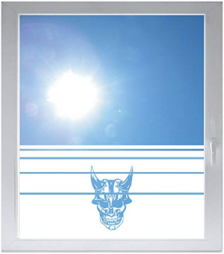 INDIGOS UG Sichtschutzfolie Glasdekorfolie Fensterfolie mit Motiv satiniert Blickdicht - w926 Totenkopf Rocker - Totenschädel - Skull - 1000 mm Länge - 500 mm Höhe Streifen - selbstklebend - matt