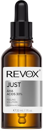 REVOX B77 - Just AHA Acids 30%, 30 ml, Peeling Chimico per il Viso, Siero Esfoliante, Uniforma il Tono della Pelle, Leviga ed Elimina le Linee Sottili, Esfoliazione Delicata e Formula Leggera