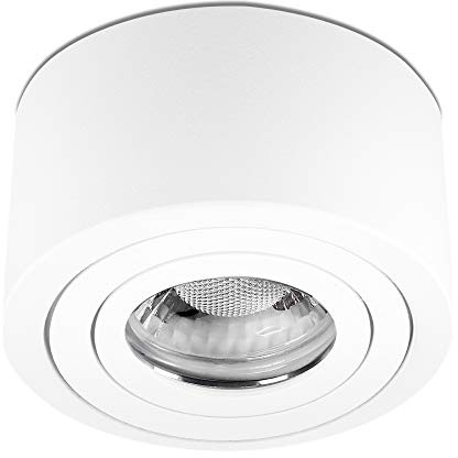 lambado® LED Aufbaustrahler IP44/Deckenstrahler Set inkl. 230V 5W Spots dimmbar - Wasserschutz für Bad & Außen - runde Aufbauleuchte für Feuchtraum in weiss
