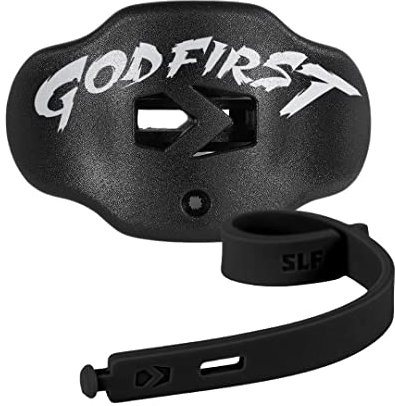 God First Black Football Mundschutz - Sport Jugend/Erwachsene Mundstück - Lippen- und Zahnschutz - Hochwertiges Silikon