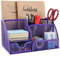 EasyPAG 7 Fächer Metall Schreibtisch Organizer Stiftehalter Stiftköcher Vielseitig Utensilienschalen Büro Organisation Zubehör Ablage mit Schublade,Violett