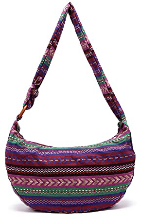 PORRASSO Mujer Bolso Bandolera Hippie Bolsa de Hombro Bolso Cruzado de Lienzo Bolsas de Mensajero Ligero para Viaje Playa Escuela Senderismo Vacaciones
