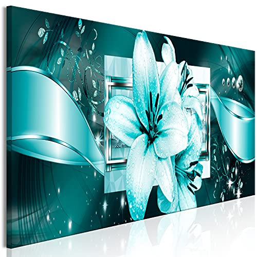 murando Acoustic Canvas Wall Art Flowers 135x45 cm / 53 x 18 Picture with acoustic foam sound absorption print image Artwork 1pcs room acoustics soundproofing Lily blue a-C-0149-b-a