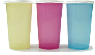 Tupperware to Go Eco 330 ml gelb + rosa + blau Becher Trinkbecher mit Deckel