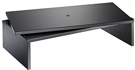 Meliconi SPACE SYSTEM TV DESK, Supporto Monitor e TV Girevole, Base Ruotabile a 360°, Portata 45 Kg, Legno, Made in Italy, Nero