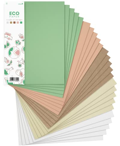 Netuno 25x Kreativ-Papier Naturfarben DIN A4 210 × 297 mm 5-farbig sortiert Bastel- und Deko-Papier Tonzeichenpapier-Mix