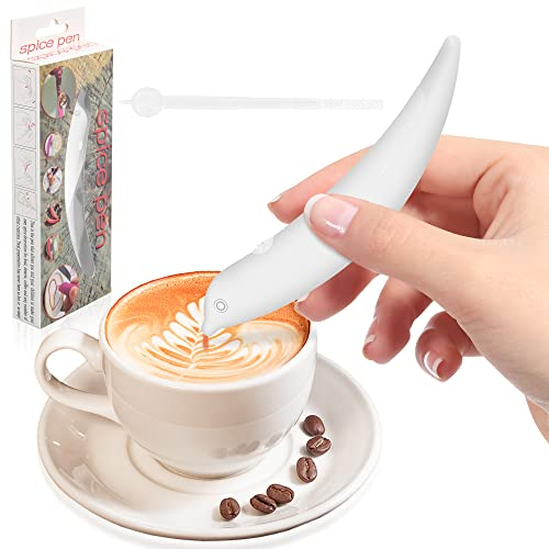 Kaffee Schnitzen Stift Tragbare Kaffee Kuchen Gewürz Schablonen Stift Kuchen Cappuccino Dekoration Stift Elektrische Latte Art Stift für Barista Vorlage