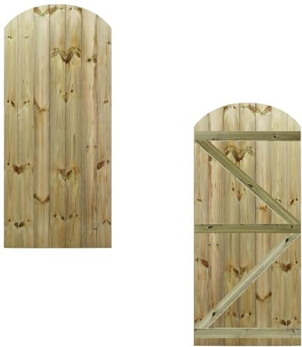 Bespoke Custom Made To Measure UPTO HEIGHT: 6ft (180cm High) Tongue & Groove Semi-Braced Arch Top Pathway Garden Pedestrian Gate [Width Between 60CM to 75CM Hinge Pack Option Removed