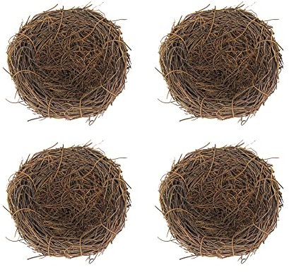 Rattan Ostern Vogelnest Deko, 4 Stück 12cm Vogelnest Ostern Eiernest Osterkörbchen Ostereier Basteln Deko für Ostern,Geburtstagsparty,Wohnzimmer,Tischdeko,Gartendeko Foto Requisiten