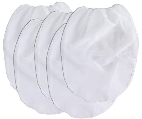 CLVPAI Weiße Feine Netz-Siebbeutel-5 Stück 5 Gallone Lackfilter Lacksiebe,Eimer elastische Öffnung Siebbeutel,für die Filtration von Flüssigkeiten wie Farbe(45 * 54cm)
