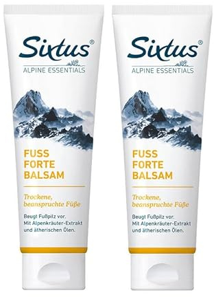 Sixtus FUSS FORTE Balsamo con olio di girasole e enotera – Protezione da funghi e cura intensiva per piedi asciutti – 2 x 125 ml