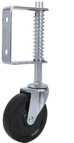Glomora Torrolle,Torrolle mit Federbelastung robuste Gummi Torlaufrolle 4 Zoll mit Universal Montageplatte Duty 110lbs Tragfähigkeit Torrollen Für Tore Außen