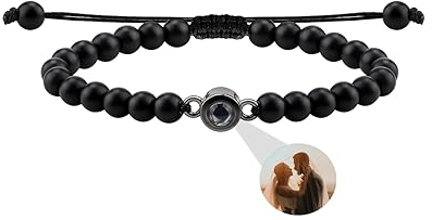 Aina Lighting Personalisierte Foto Armband für Männer Frauen benutzerdefinierte Projektion Armband mit Bild im Stein Foto Perlen Armband Geburtstag Jahrestag Weihnachten Memorial Geschenk