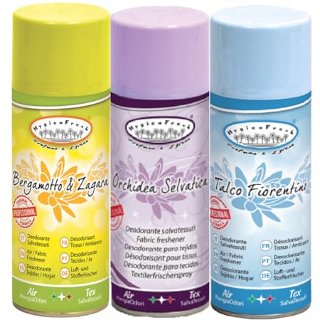 Bergamotto & Zagara Talco Fiorentino Orchidea Selvatica Deodorante Tessuti Spray da 400 ML (Tris Bergamotto Orchidea Talco)
