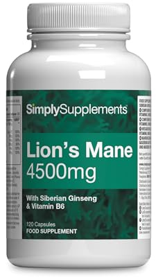 Lions Mane Capsules with Added Siberian Ginseng and Vitamin B6 | 120 Capsules | Vegetarian & Vegan Friendly