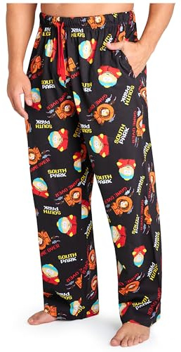 South Park Pyjamasbyxor för män – bekväma pyjamasbyxor – roliga gåvor till honom, Svart/Multi, XXL